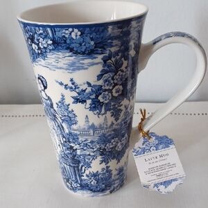 Kent Pottery 1887_21 Oz Blue/White Old English Garden Coffe/Latte Mug